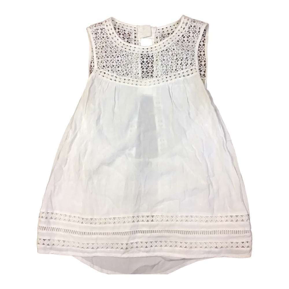 Market & Spruce White Lace Partial Open Back Sleeveless Top Size Medium